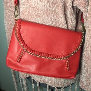 Charming Charlie Coral Cross Body Purse with Chain Accents